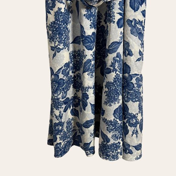 Donna Ricco New York Blue Floral Print Tie Waist A-Line Pleated Midi Dress Sz 6 - Picture 7 of 11